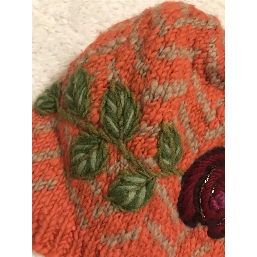 Anthropologie The French Knot Wool Hat with Flowers